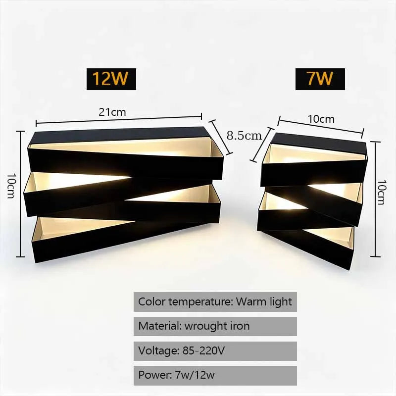lampes murales modernes led noires géométriques extérieures intérieures 21cm 10cm