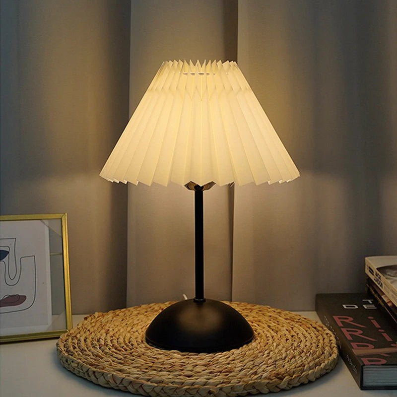 lampe semi circulaire plissée moderne blanc noir ambiance douce(toucher interrupteur)