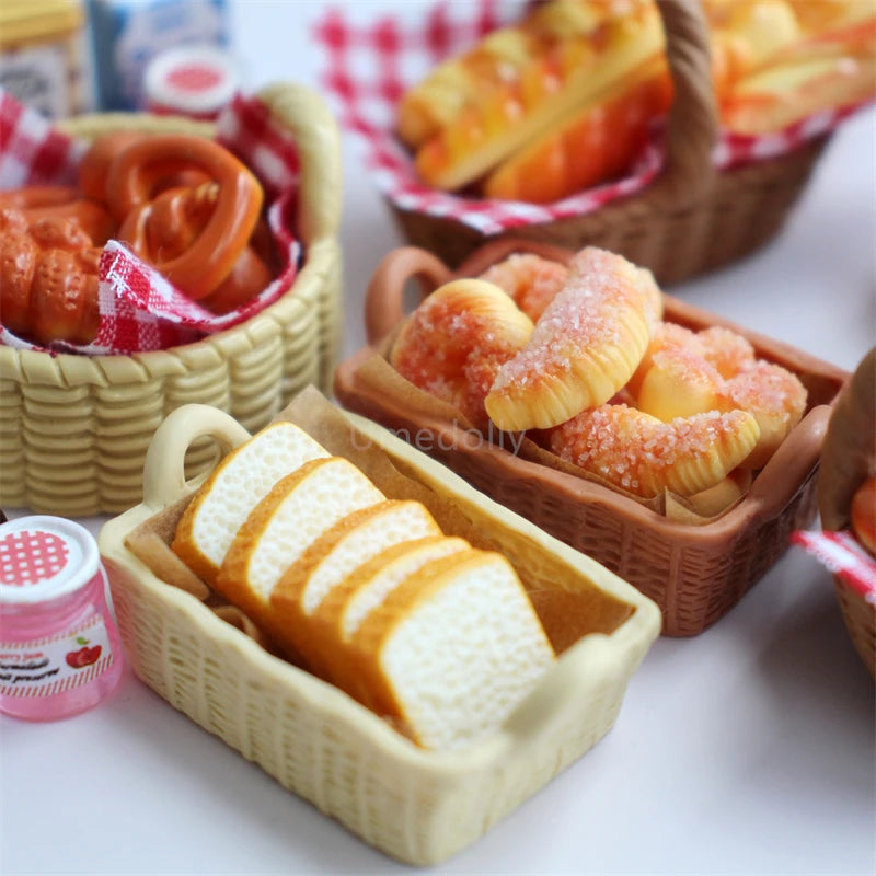 miniatures paniers tressés produits alimentaires poupée jeu cuisine accessoires résine réaliste