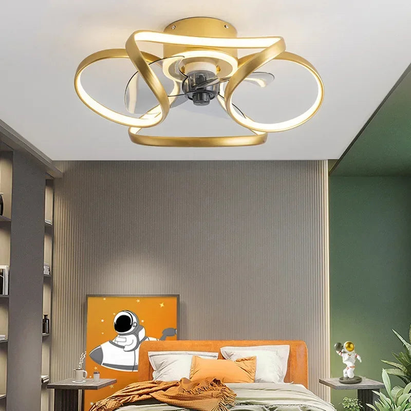 lampe moderne anneaux led dimmable télécommande couleur or noir blanc