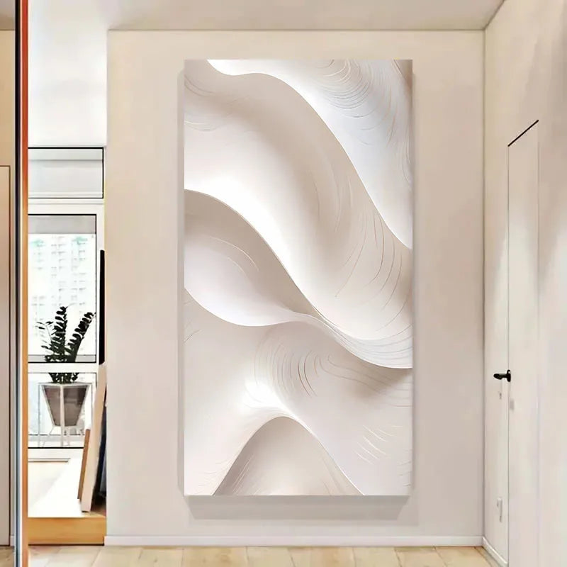 Toile abstraite beige dans un salon moderne