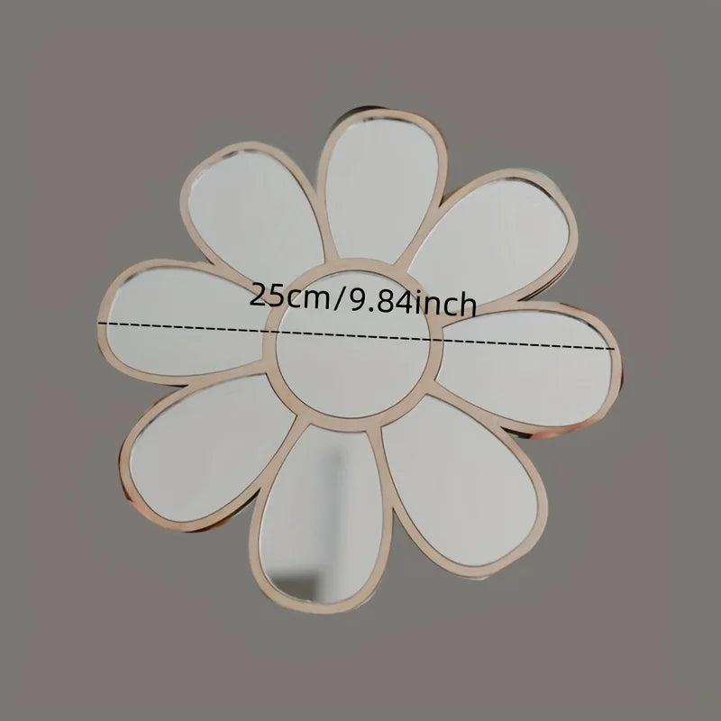miroir blanc doré fleurs stylisées moderne adhésif chambre fille décoration murale nordique