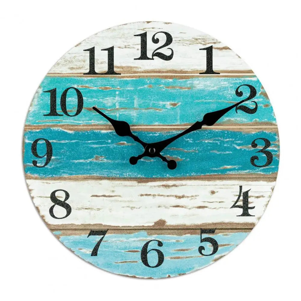 horloge murale bois vintage rustique sans tic tac analogique salon décoration chambre números