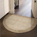 tapis demi circulaire beige moderne texture tissée motif géométrique antidérapant entrée cuisine salle bain