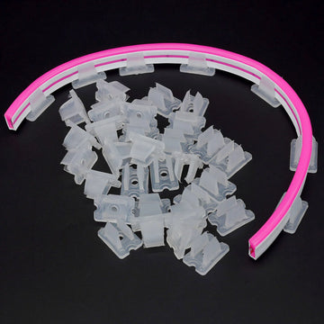 clips fixations rubans led transparent rose fentes centrales 6mm 8mm 12mm 15mm