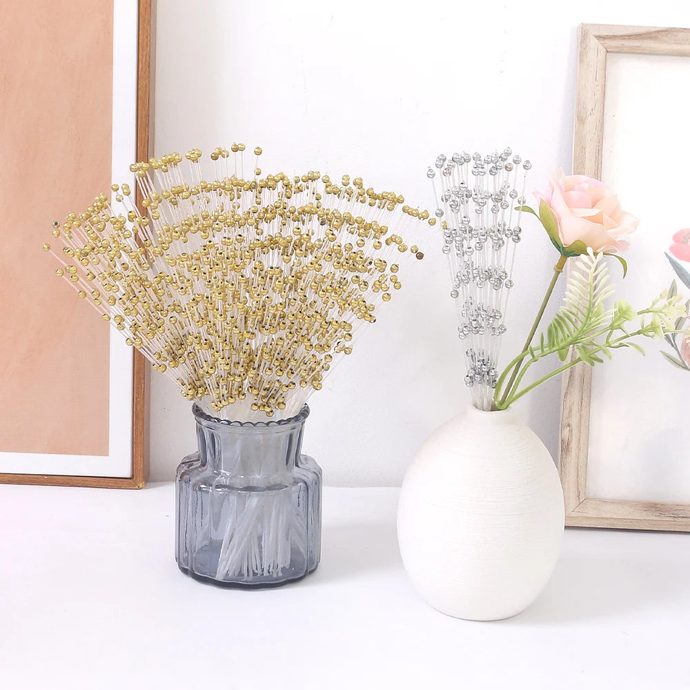 Bouquets artificiels dorées tiges rattan décoration mariage noël 20cm decorative flowers