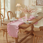 chinois table rectangulaire bleu clair rose vif blanc doux classique antidérapant coton polyester fêtes