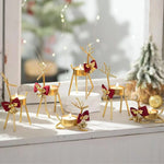 support bougie forme cerf or antlers stylisés noeud ruban moderne décoration table mariage centrope