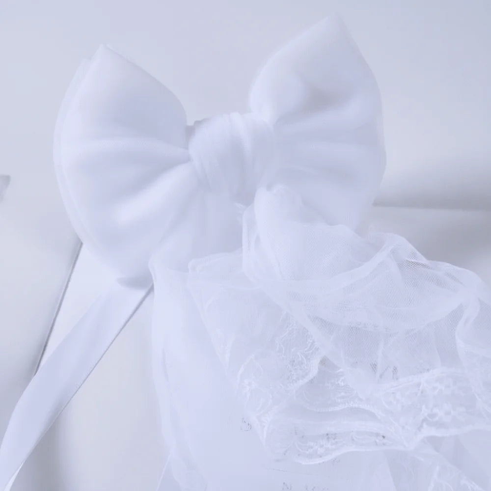 attaches rideau tulle dentelle bow décoratif romantique shabby chic blanc rose vif rouge vert