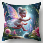 taies d'oreiller fleurs fée papillons motifs floraux couleurs vives lit décoration fantaisie magique polyester