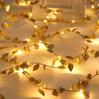 guirlande lumineuse feuilles or décorative bohème champêtre intérieur féérique élégante chaleureuse LED