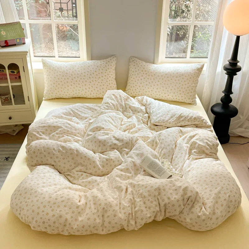 parure lit enfant fille housse couette fleurs coton doux pièces rose