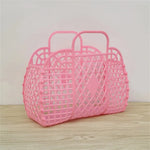 sac main maille vintage violet rose bleu clair beige pliable respectueux environnement