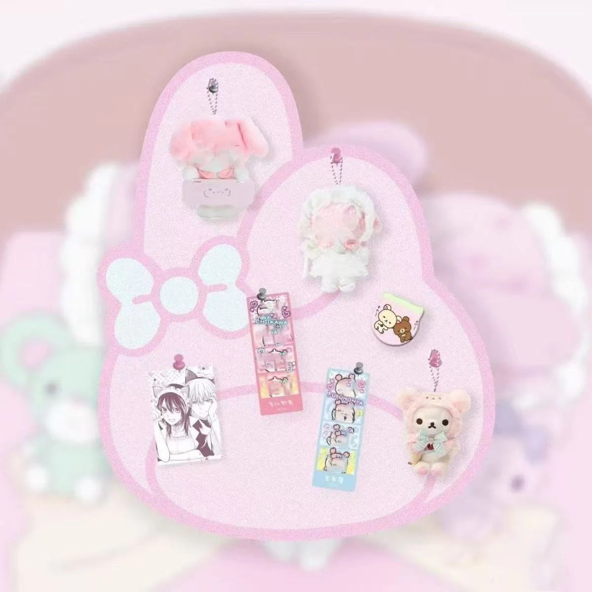 tableau rangement moderne kawaii rose clair motif patte animal nœud papillon 10 cadres photo