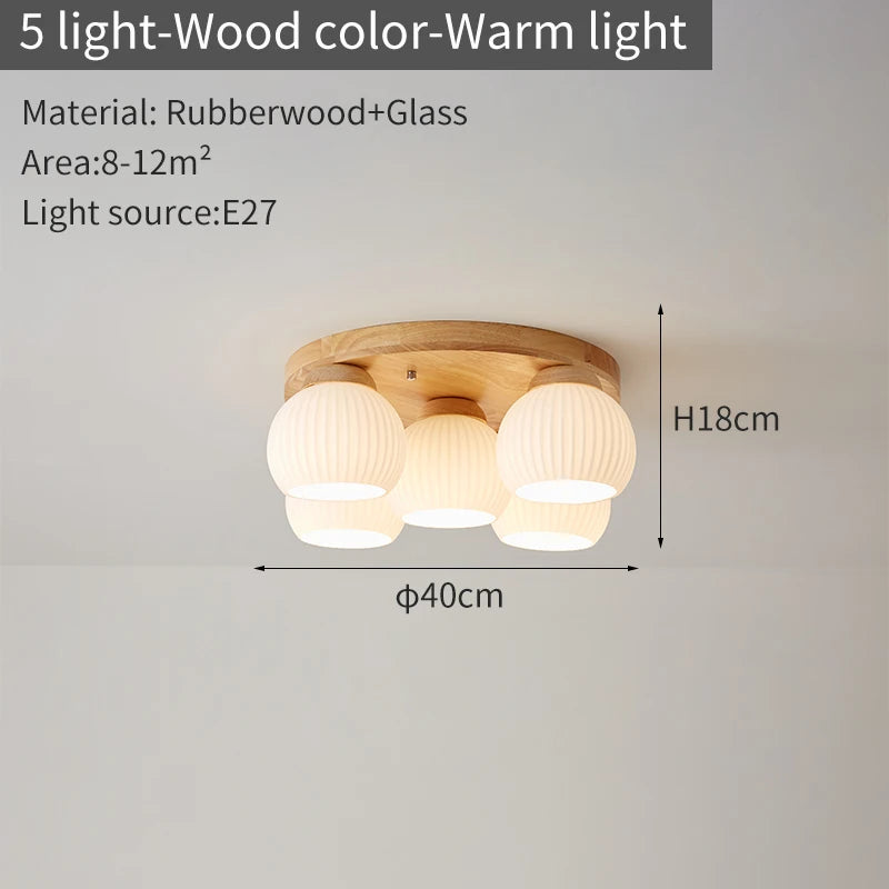 lampe moderne bois blanc abat jour verre motifs plissés éclairage chambre coucher