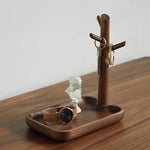 support bijoux bois marron moderne clips oreilles colliers bracelets montres porte clés