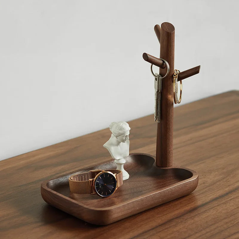 support bijoux bois marron moderne clips oreilles colliers bracelets montres porte clés