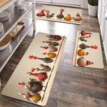 tapis sol antidérapant polyester poules colorées moderne salon chambre kitchen beige gris orange rouge