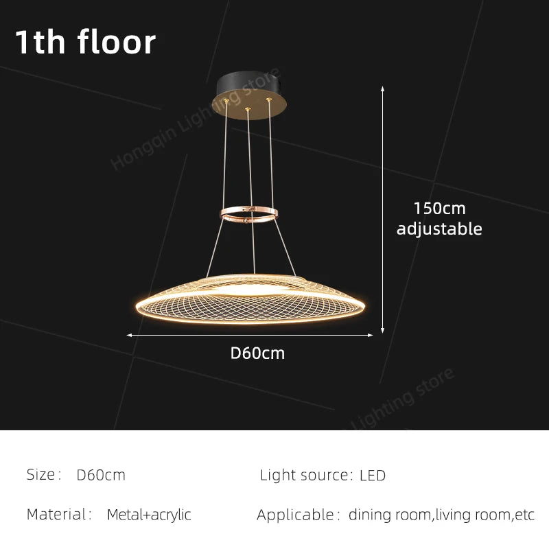 suspension lumineuse moderne doré grille mailles 60cm 80cm 100cm chambre salonhôtel