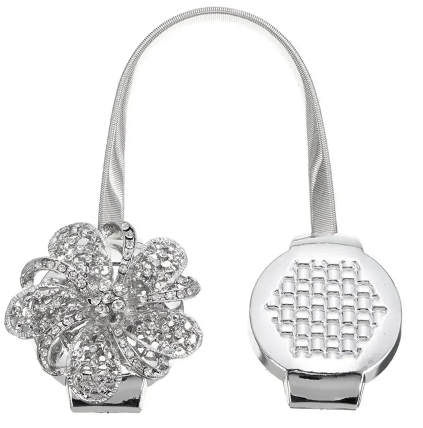rideau magnétique fleur clips argent doré moderne élégant chambre fixations