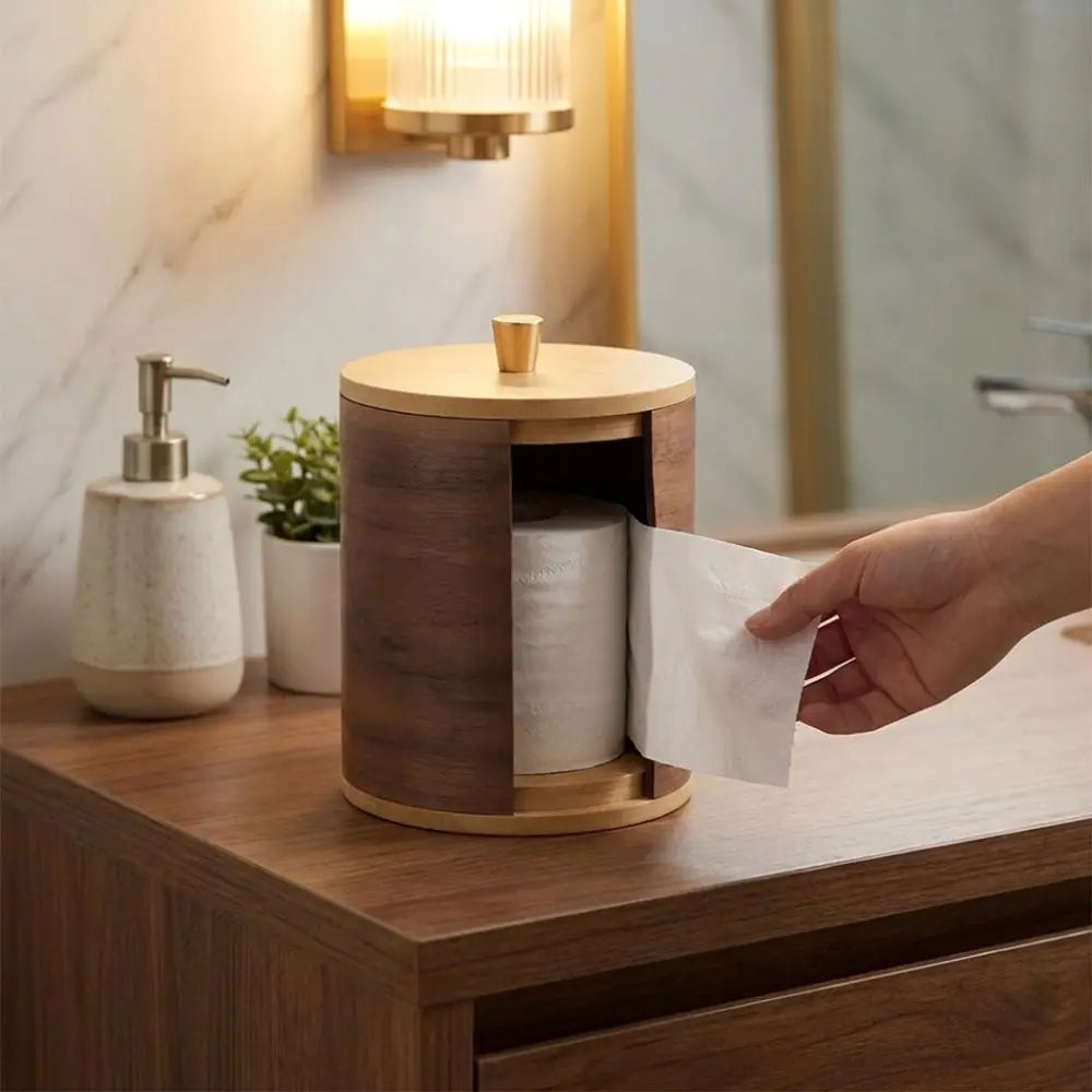 distributeur papier toilette bois naturel minimaliste moderne grande capacité usage domestique