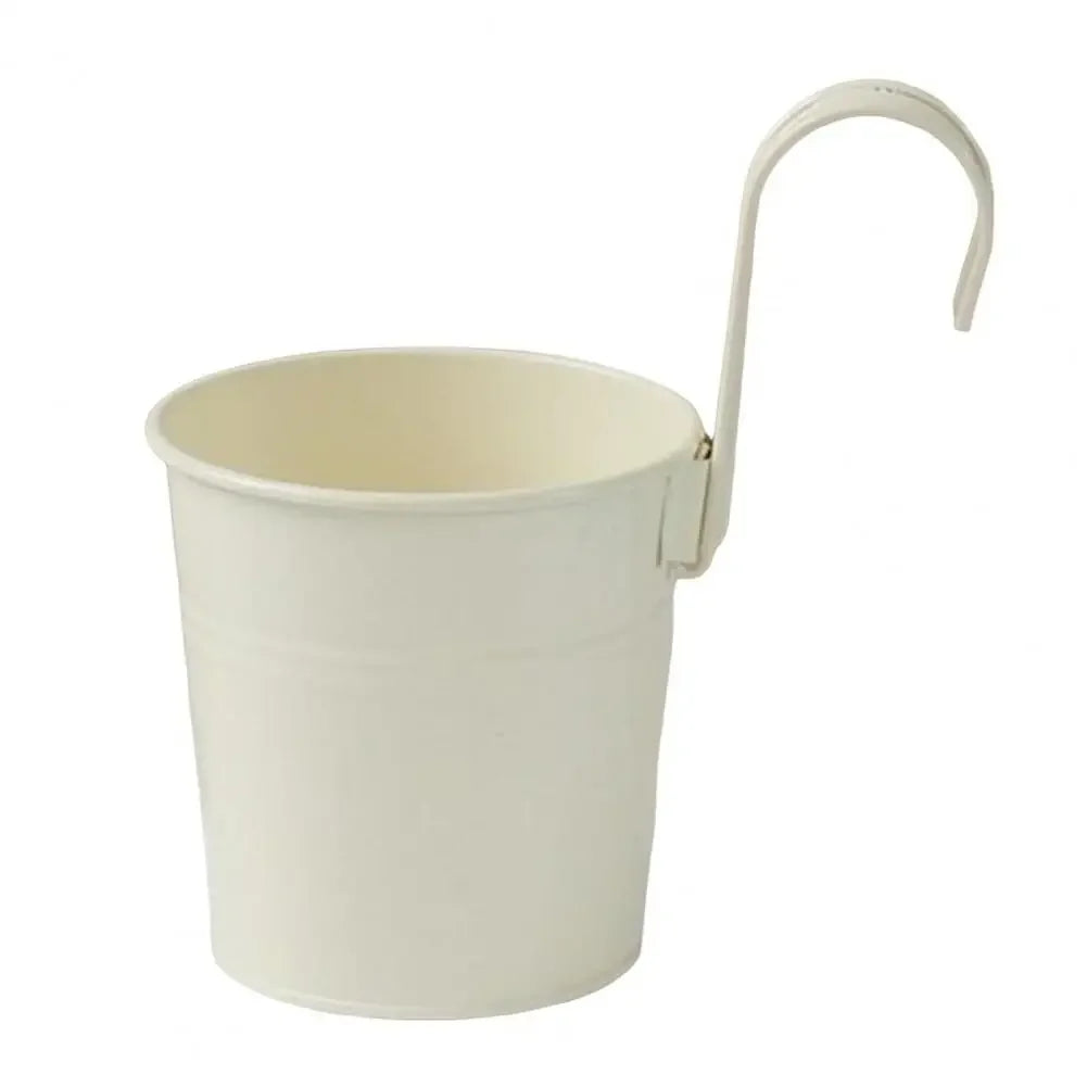 Pots fleurs suspendus vintage couleurs rose bleu jaune violet orange anneaux métalliques retouches