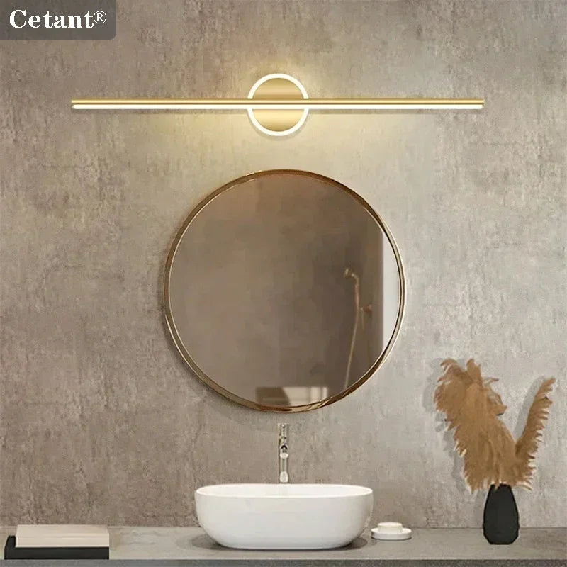 Applique murale LED moderne noir or pour salle de bain