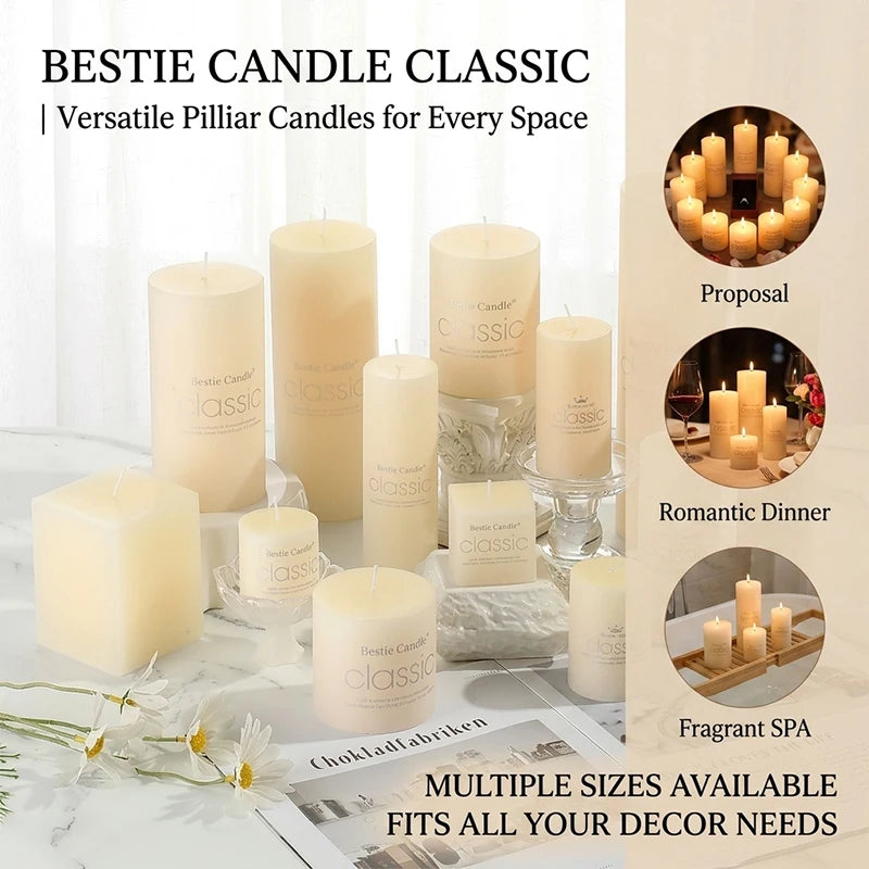 bougie cylindrique carrée blanc crème support verre décoration mariage fête