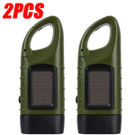 torche rechargeable solaire manivelle vert olive texture antidérapante boucle montagne trois leds