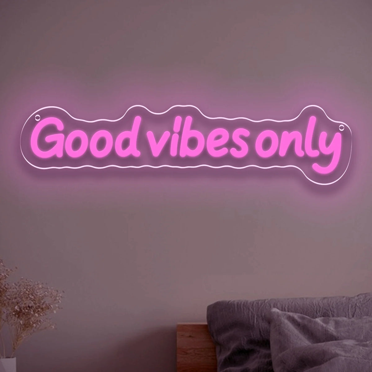 néon lumineux Good Vibes Only moderne rose bleu texte cœur réglable USB chambre coucher