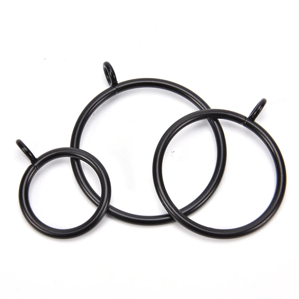 anneaux rideau noirs ronds lisses minimaliste 25mm 28mm 38mm 45mm 55mm