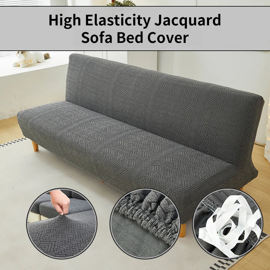 housse canapé lit gris motif géométrique jacquard élastique moderne protection tissu polyester salon