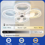ventilateur plafonnier moderne blanc strass télécommande led vitesses minuterie lumières