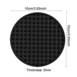 coasters silicone noirs texture moderne 10cm diamètre 12pcs opaques points uniformes