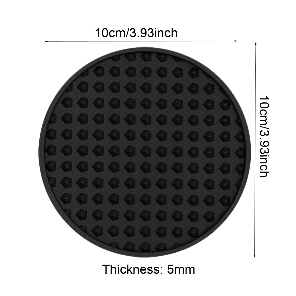 coasters silicone noirs texture moderne 10cm diamètre 12pcs opaques points uniformes
