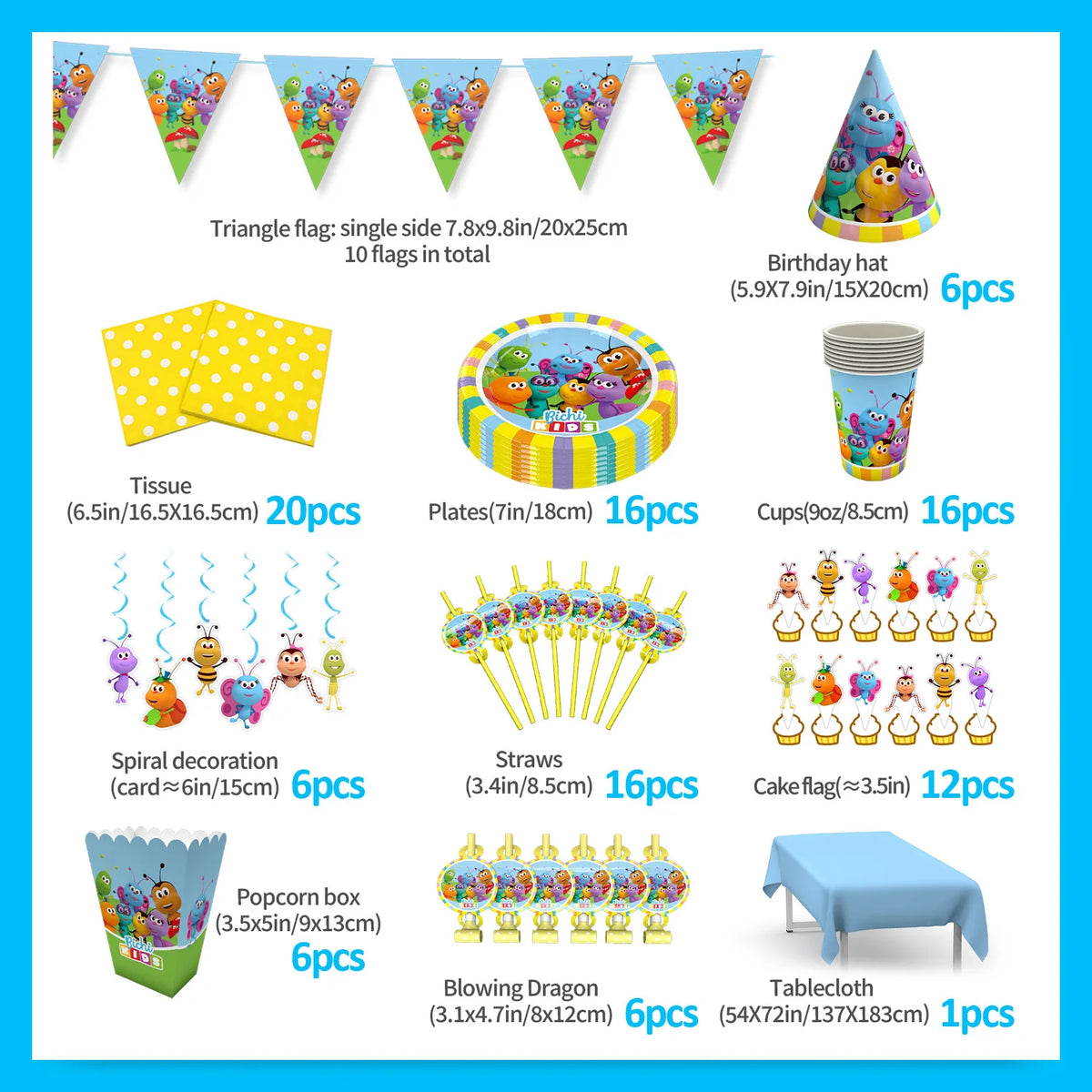 assiettes jetables anniversaire enfants dessins animés fleurs papillons couleurs unies star festive