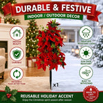 Arbre artificiel Noël rouge fleurs poinsettia classique stake intérieur hiver noël Halloween decoration balcon