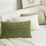 housse coussin vert olive moderne tissu polyester coton géométrique décoration intérieure écologique simple nordique