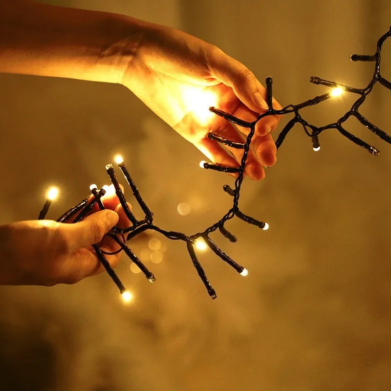 guirlande lumineuse led flexible décoration festive mariage fil noir lumière jaune 100 lumières