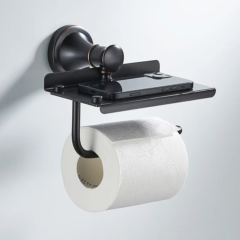 accessoires salle bain porte savon serviette papier toilette moderne noir mat métal anodisé vis