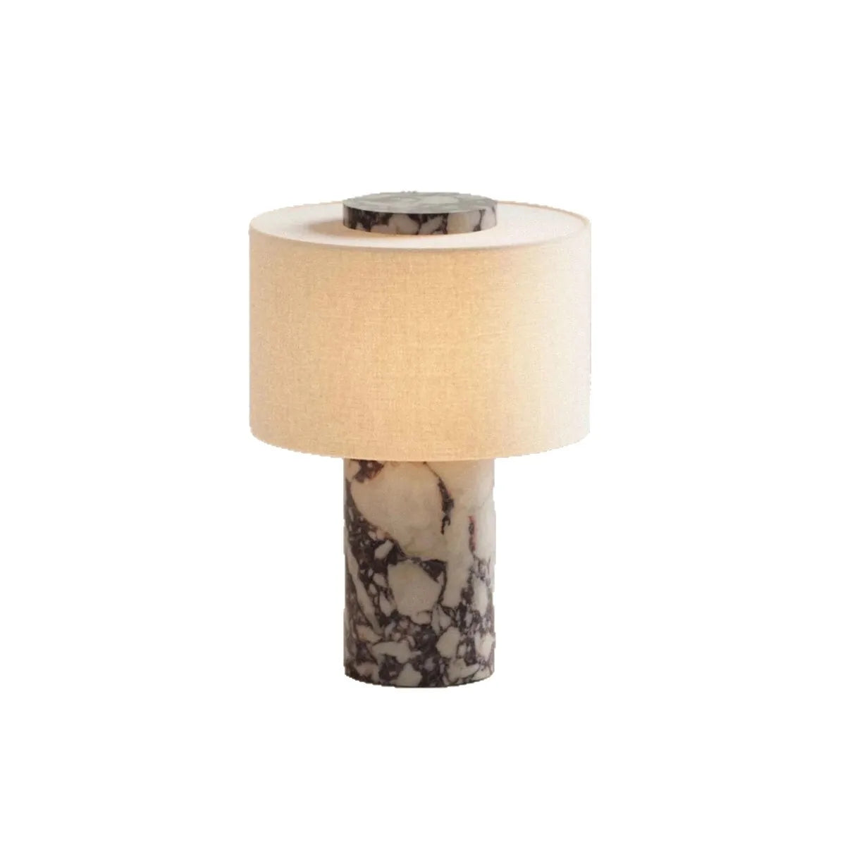 lampe table moderne marbrée rechargeable abat jour textile éclairage tactile variante intensité