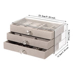 boîte bijoux velours beige clair poignées moderne rangement colliers bagues montres boucles d'oreilles