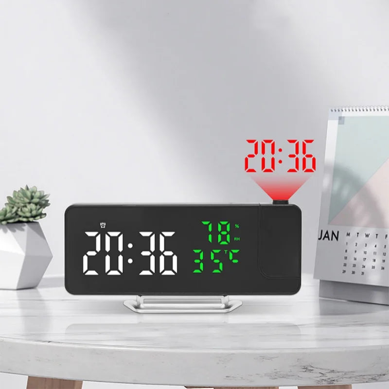 réveil numérique projection moderne horloge température humidité date snooze usb led