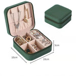 boîte rangement bijoux simili cuir vert clair rose pâle noir moderne pratique fermeture glissière