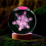 veilleuse verre transparent motif géométrique lumineux couleurs vives socle boisclair adaptateur secteur
