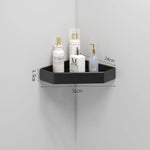 étagère salle bain blanc moderne adhésive shampooing gel douche lotion parfum verre boucles d'oreilles