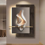 tableau mural abstrait led moderne blanc gris noir contemporain fixé mur dimmable