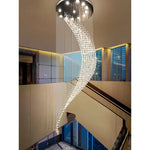 Lustre escalier acier inoxydable et cristaux étincelants