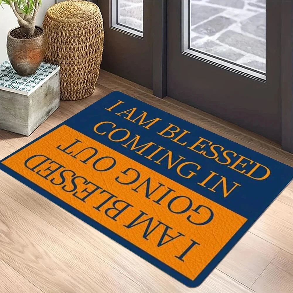 tapis d'entrée moderne antidérapant résistant rides bleu orange marron rose gris