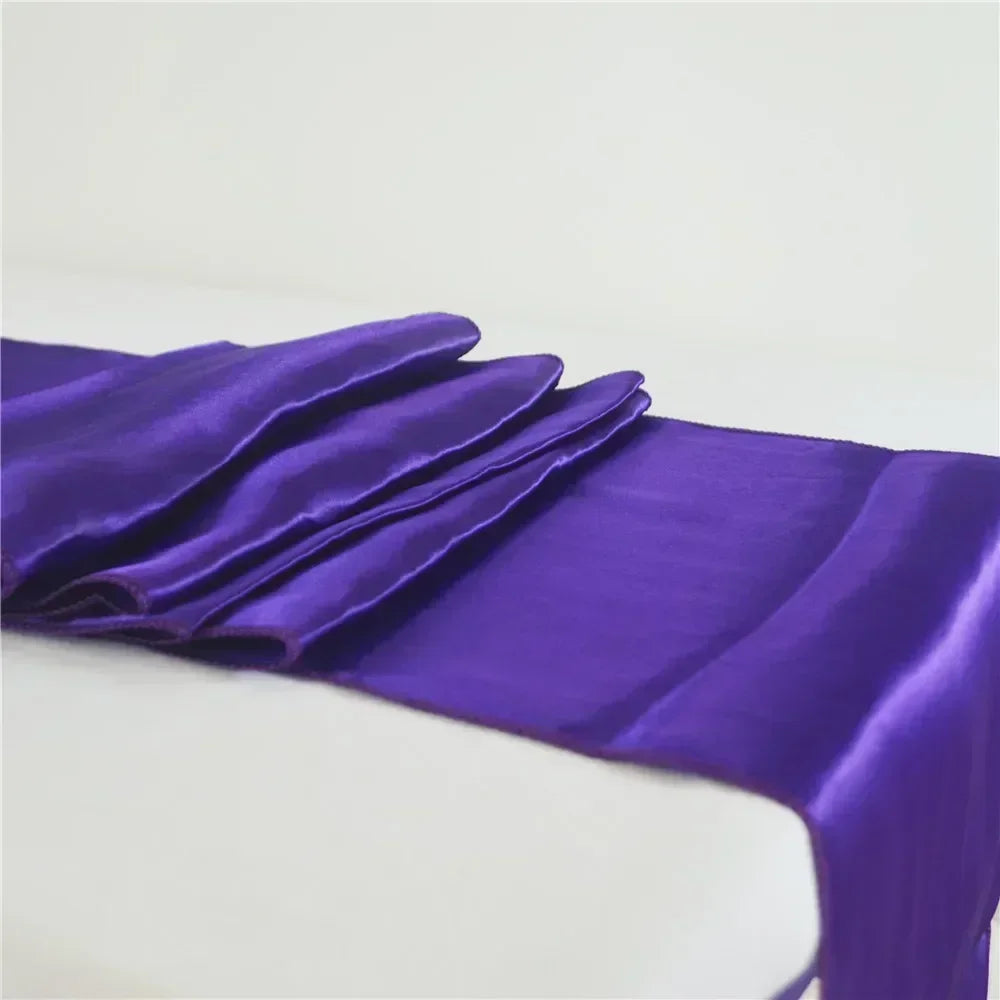 chemin table violet uni satin moderne décoration mariage fête anniversaire maison luxe chic